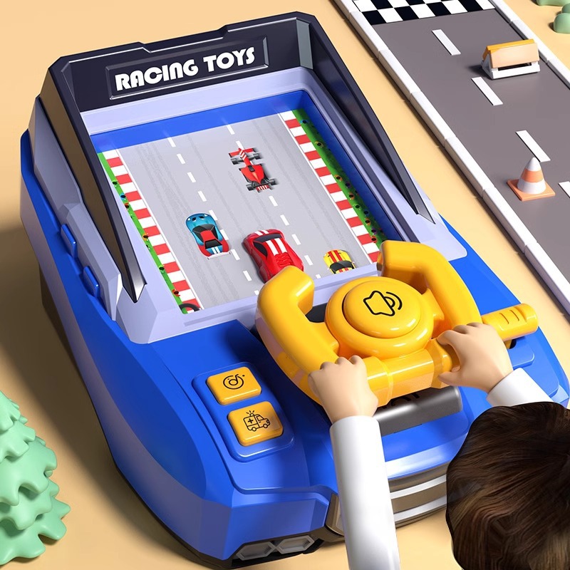 Kids Educational Songs - 子供向け競技レースゲーム機 電子シミュレーションステアリングホイール ドライビングトイ キッズ ドッジ車両アドベンチャーコンソール