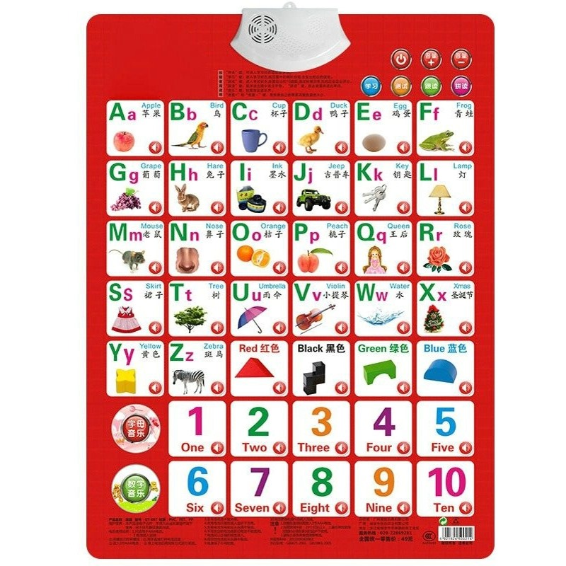 Kids Education Alphabet Numbers - 数字を学ぶアルファベットカードブックベビーサウンドウォールチャート早期教育啓発子供の頃の電子玩具子供のためのプラスチック
