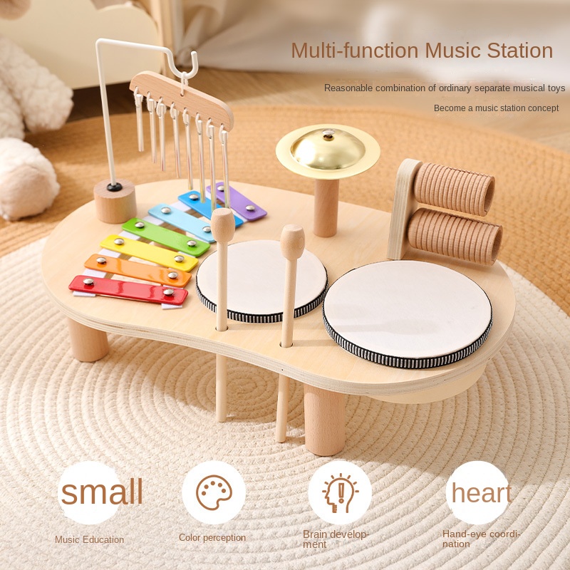Kids Education Table - LazyChild 子供用教育玩具 木製オルゴール ベビーパーカッションおもちゃ 早期啓蒙楽器 卓上ゲームテーブル