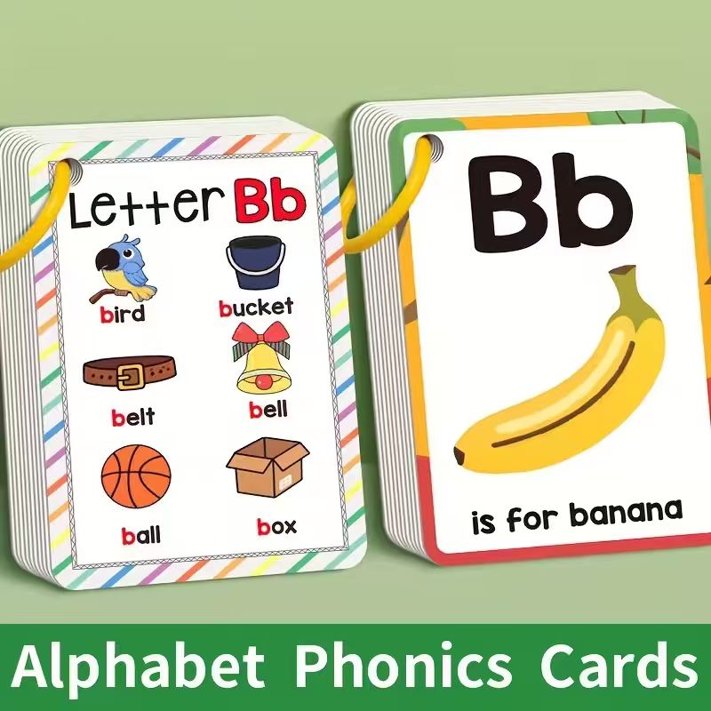 Phonics Card Game - 幼児向けアルファベットフォニックスフラッシュカード - 英語の文字学習教育玩具、就学前ABC語彙フラッシュカード