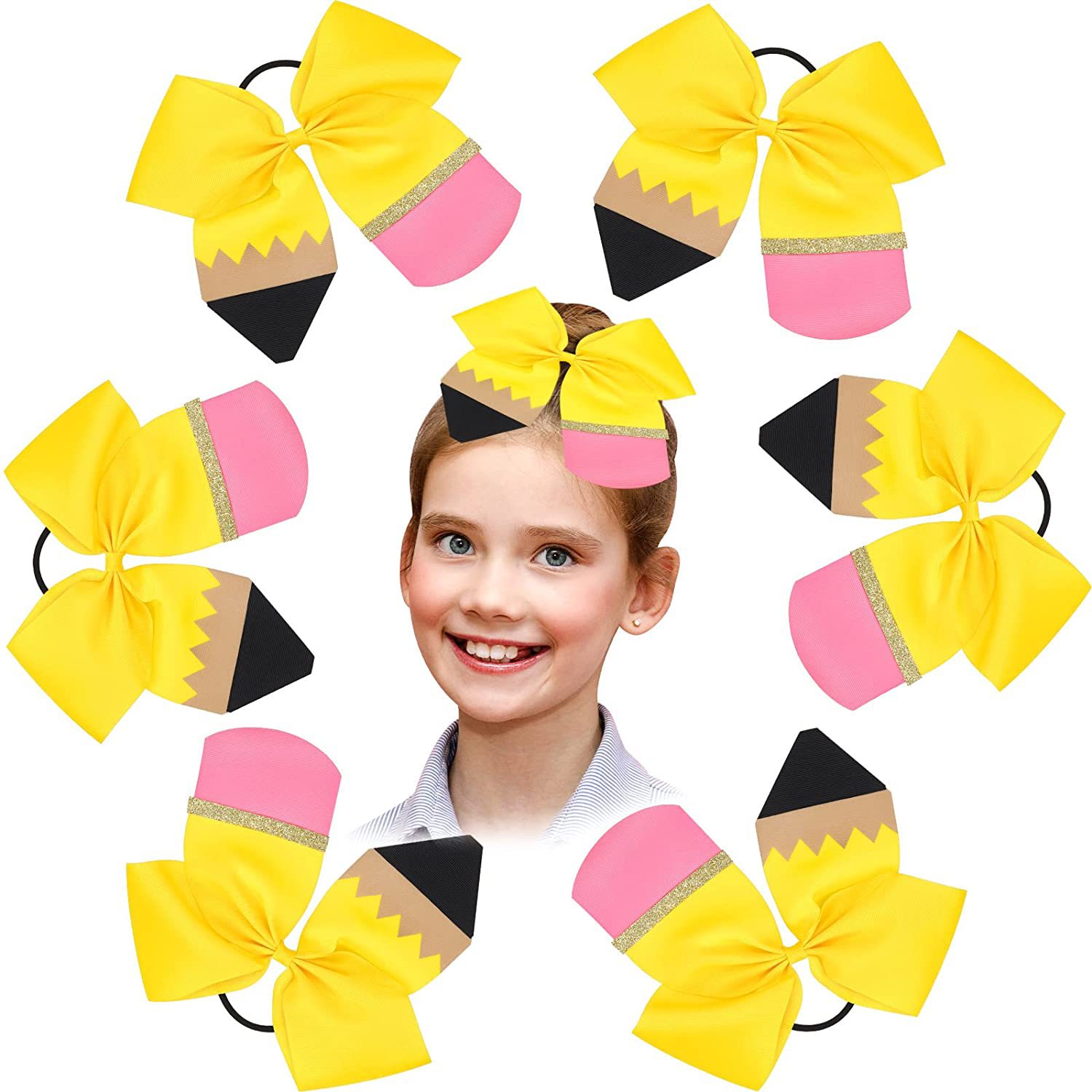 Kids Education School - 2026年新学期可愛いリボンシュシュ女の子用ゴムヘアバンドアクセサリーヘアリングロープヘッドドレスヘアアクセサリー飾り