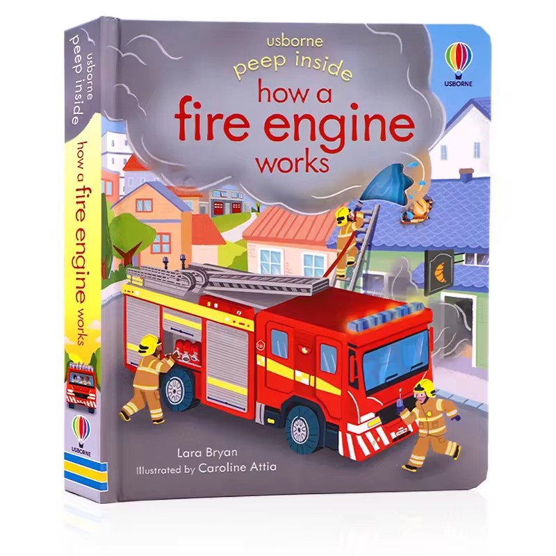 Kids Education Book - Usborne ピープインサイド 消防車の仕組みを知る 3D フラップ絵本 子供用