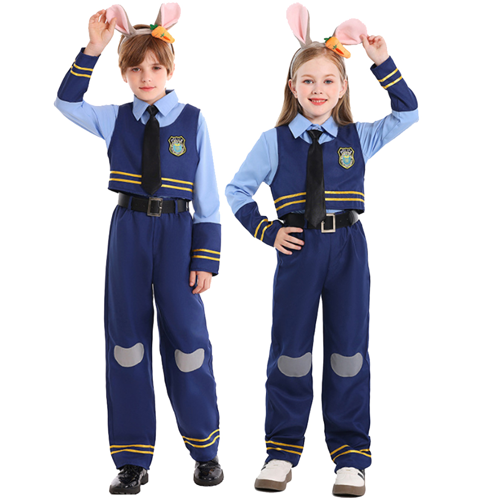 Kids Education School - ハロウィン子供警察ジュディラビットコスプレ衣装セットパーティーファンタジー変装衣装子供の日学校ステージパフォーマンス