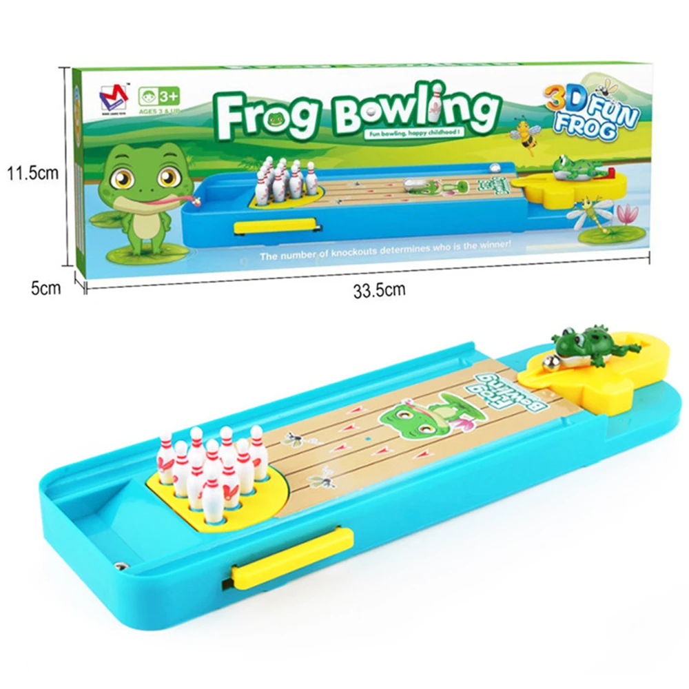 Kids Education Table - カエルボウリング子供用おもちゃパーティーテーブルインタラクティブスポーツゲーム教育用キッズギフト漫画ミニボウリングセットおもちゃテーブルゲーム
