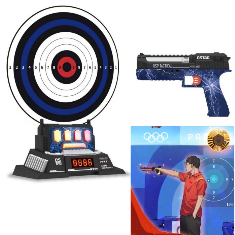 Kids Outdoor Education - CSTAG AI ターゲット射撃競技レーザーピストルセット インテリジェントスコアリングゲーム 屋内屋外スポーツゲーム キッズボーイズおもちゃギフト