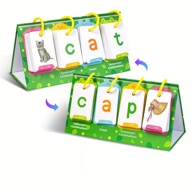 Phonics Card Game - AotBlcer 129枚単語構築ゲーム - 3～6歳向けフラッシュカードセット、視覚単語、就学前教室、フォニックス学習カード