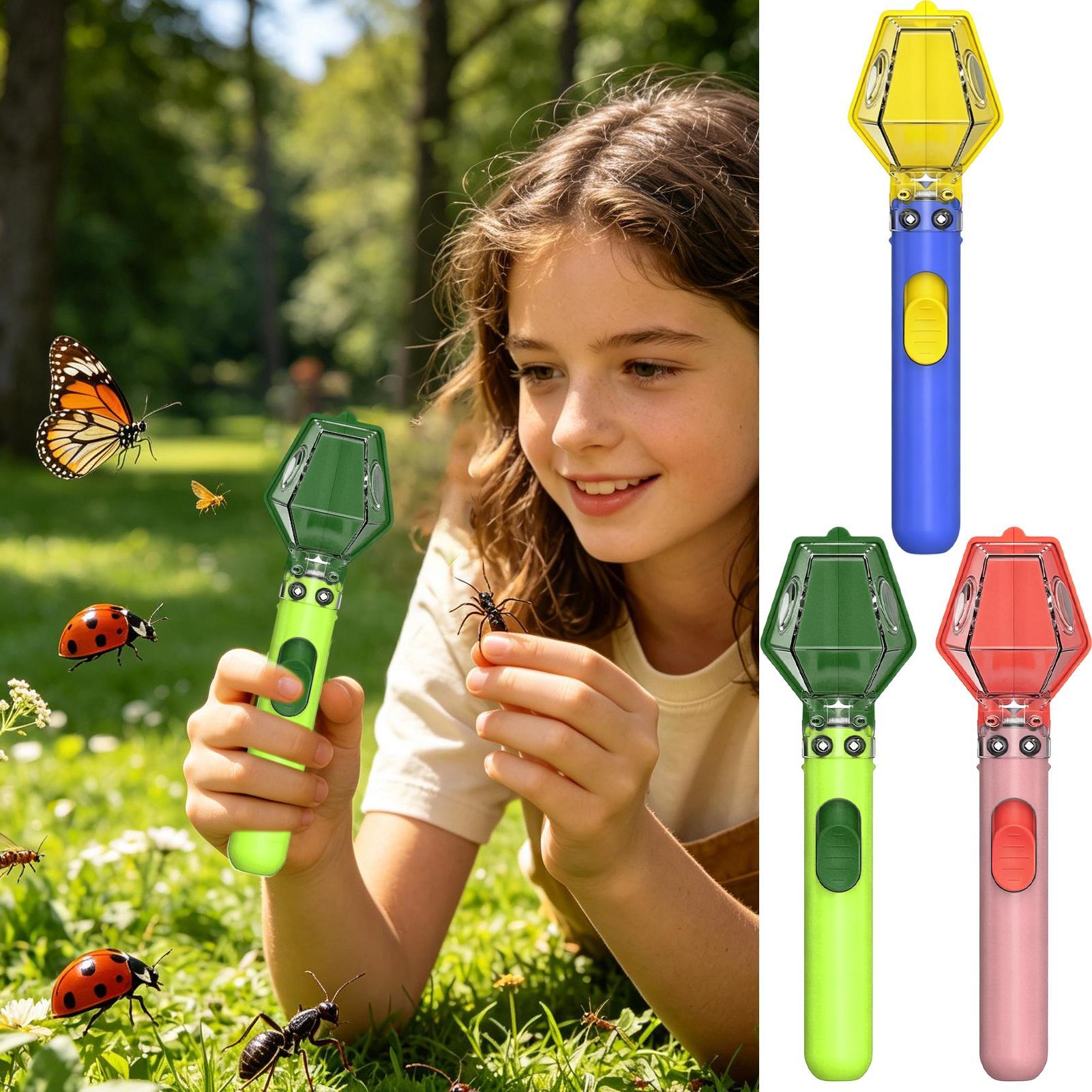 Kids Outdoor Education - 多機能ポータブル昆虫キャッチャー プッシュ式透明観察ボックス 子供用屋外教育用インタラクティブバグキャッチャー