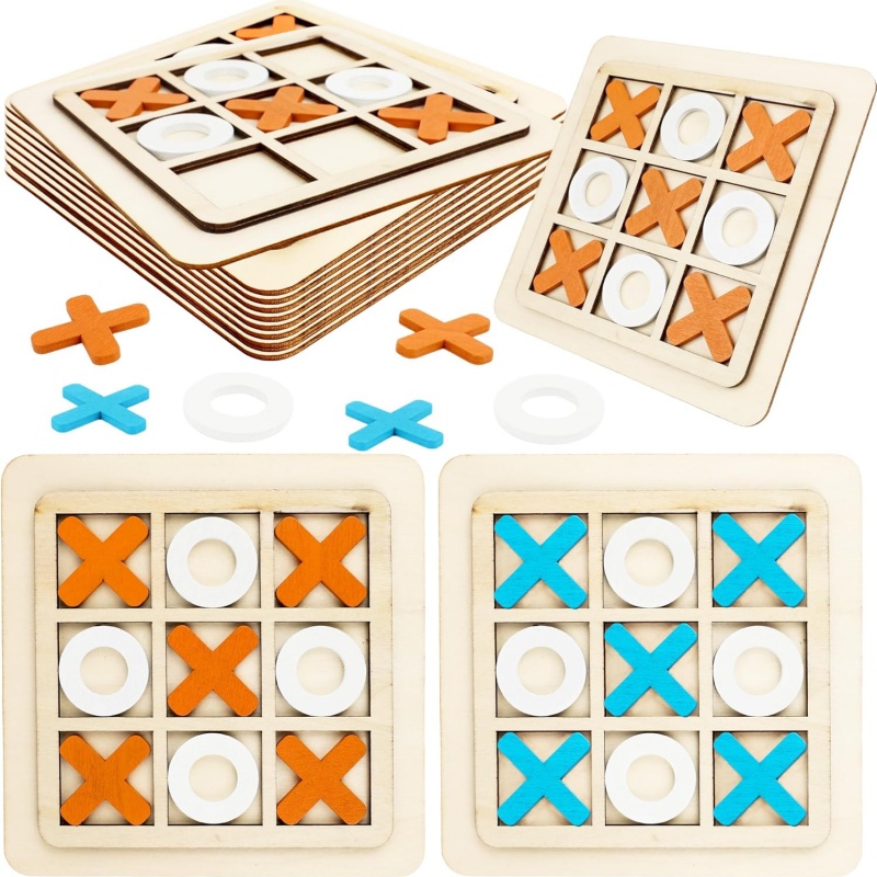 Kids Education Template - 木製三目並べゲーム パズルテンプレート XO テーブル チェスボードゲーム 子供用
