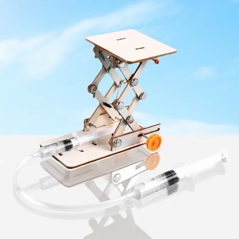 Kids Education Login - ログカラー木製油圧リフティングプラットフォームモデル子供 DIY 手作りパズル科学実験おもちゃ STEAM 教育教育