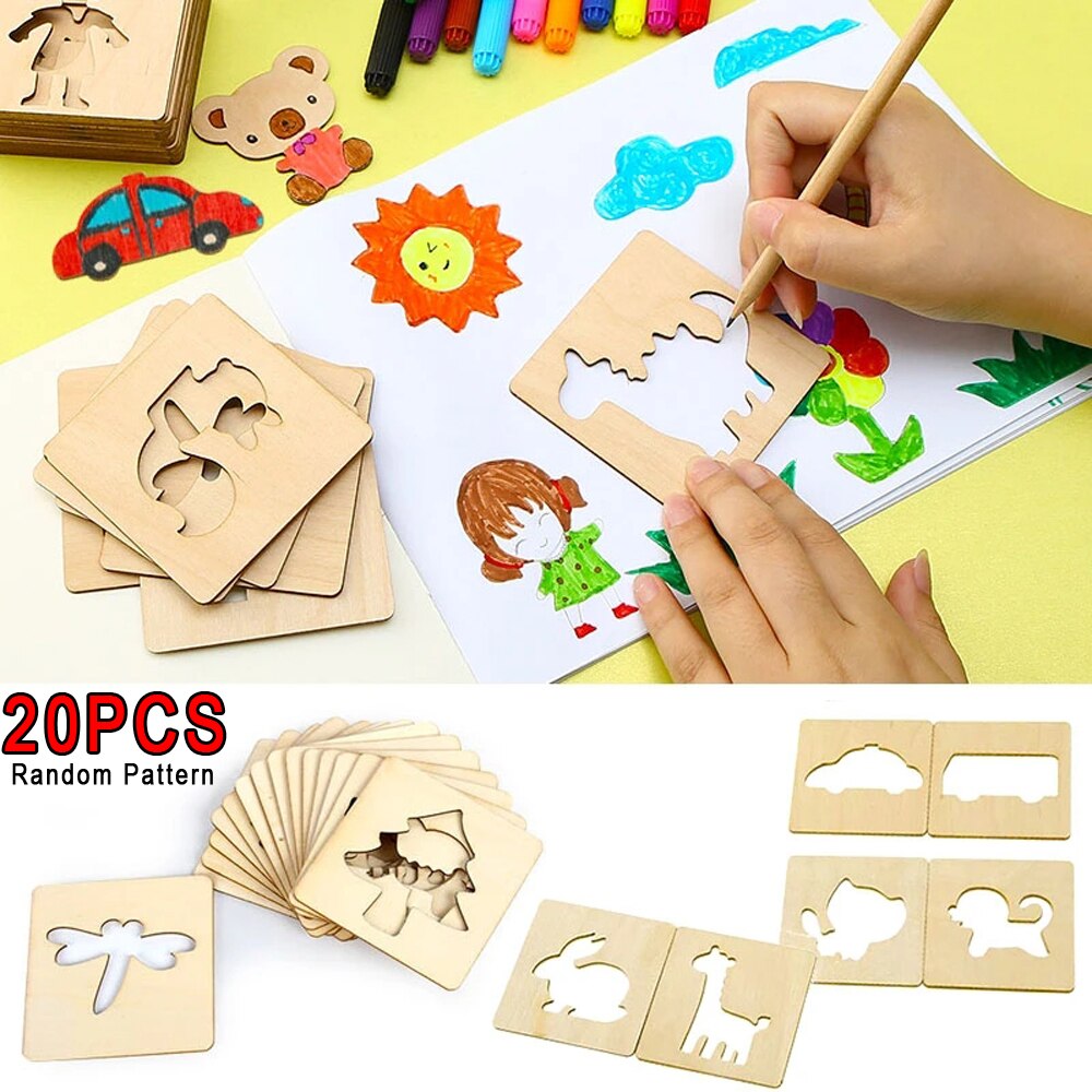 20 個モンテッソーリ子供のおもちゃ描画おもちゃ木製 DIY - Kids Education Template のレビューと価格