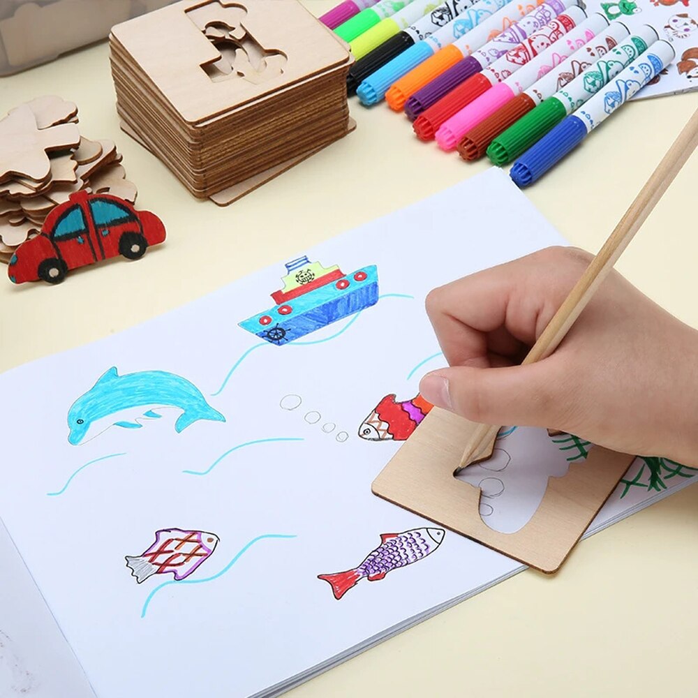 20 個モンテッソーリ子供のおもちゃ描画おもちゃ木製 DIY - Kids Education Template のレビューと価格