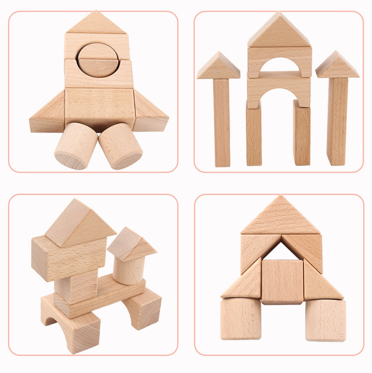 子供のための木製のブナ材のビルディングブロック,22個,箱付 - Kids Education Login のレビューと価格