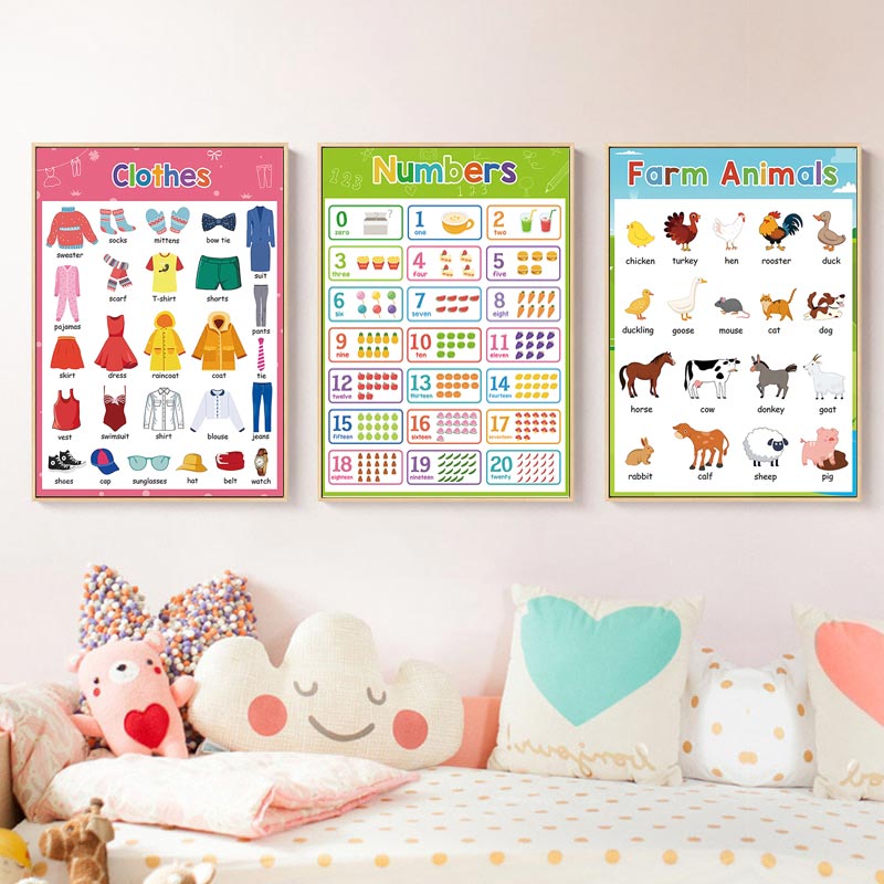 1pc フレームレス、保育園子供教育キャンバス絵画アルファベ - Kids Education Alphabet Numbers のレビューと価格