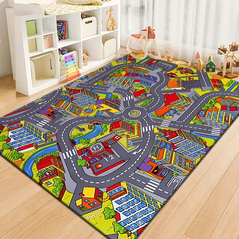 カラフルキッズシティマッププレイマットカーペット道路交通アド - Kids Education Room のレビューと価格