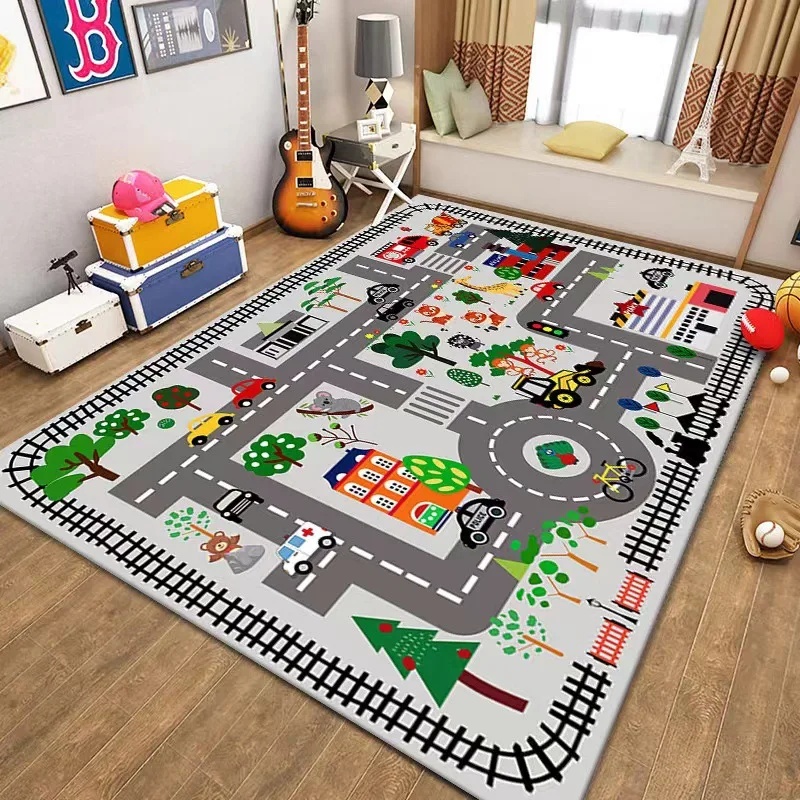 カラフルキッズシティマッププレイマットカーペット道路交通アド - Kids Education Room のレビューと価格