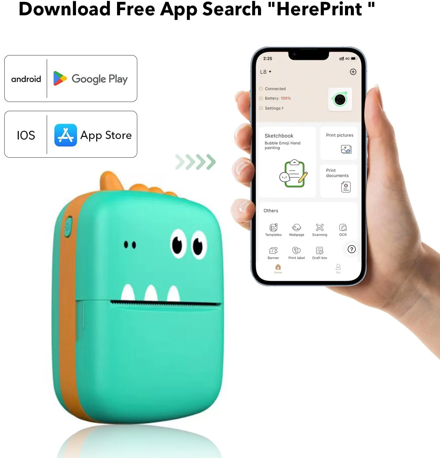 ポータブルサーマルミニフォトポケットプリンターワイヤレスBT - Kids Education Questions のレビューと価格