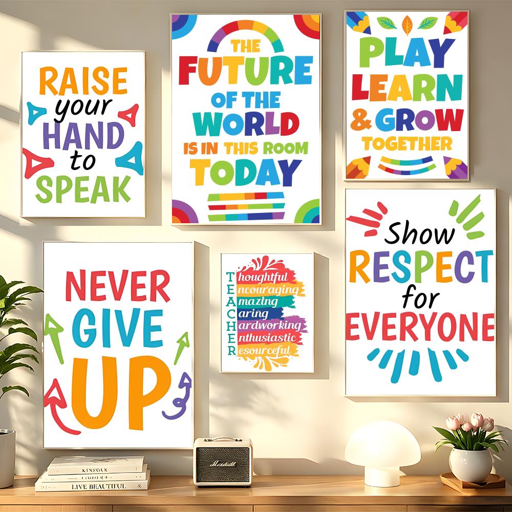 ポジティブキッド教室壁絵教育ポスターHDアート粘着壁防水ホー - Kids Education Room のレビューと価格