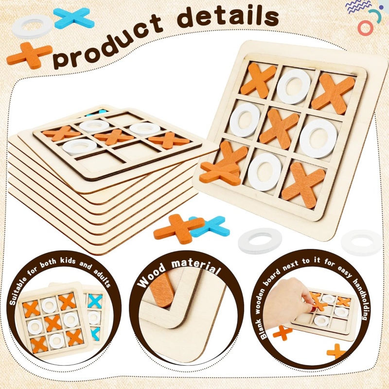 木製三目並べゲーム パズルテンプレート XO テーブル チェ - Kids Education Template のレビューと価格