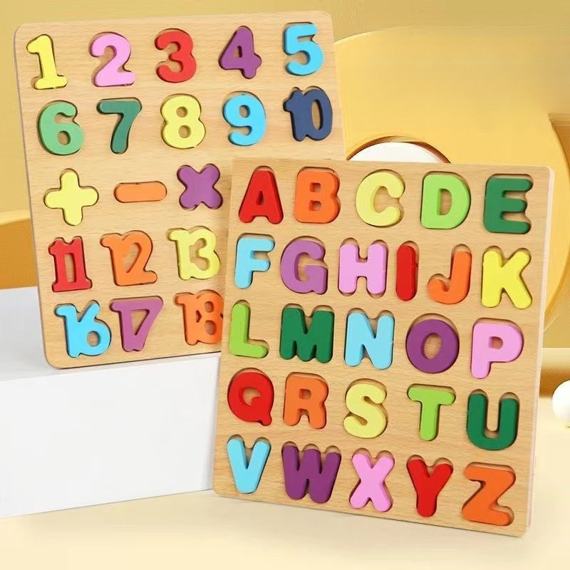 木製アルファベットパズルボード番号木製パズル幼児向け教育玩具 - Kids Education Alphabet Numbers のレビューと価格