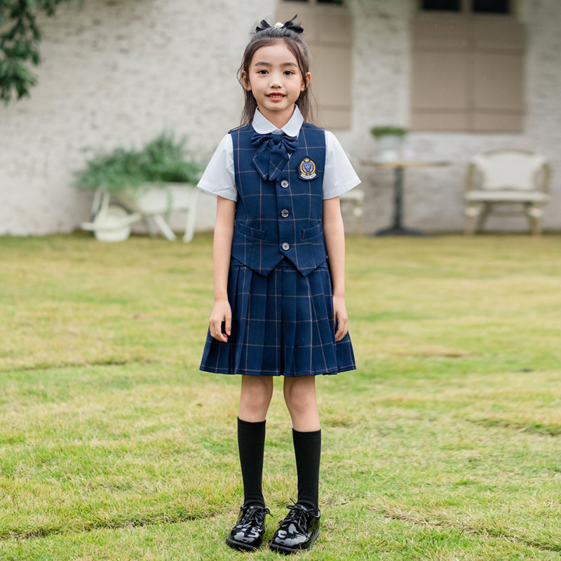 子供英国チェック柄ベストシャツスーツパンツ女の子チョッキブラ - Kids Education School のレビューと価格