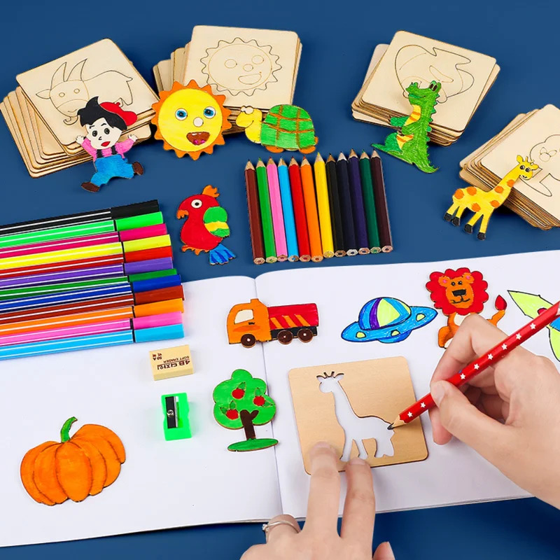 子供描画おもちゃモンテッソーリ DIY 絵画ステンシルテンプ - Kids Education Template のレビューと価格