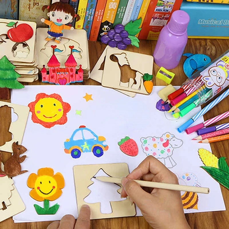 子供描画おもちゃモンテッソーリ DIY 絵画ステンシルテンプ - Kids Education Template のレビューと価格
