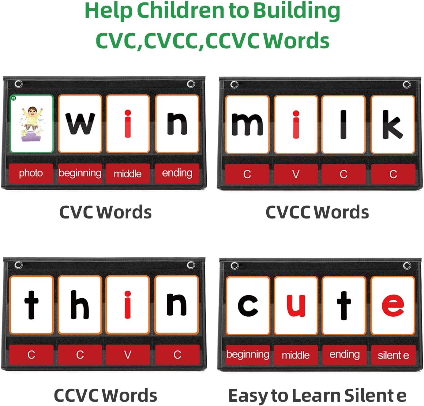 CVC Word Building ポケットチャート 107 - Phonics Card Game のレビューと価格