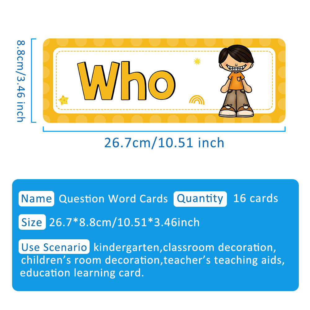 WH 質問文言 英語文法学習カード 子供用 教室掲示板装飾  - Kids Education Questions のレビューと価格