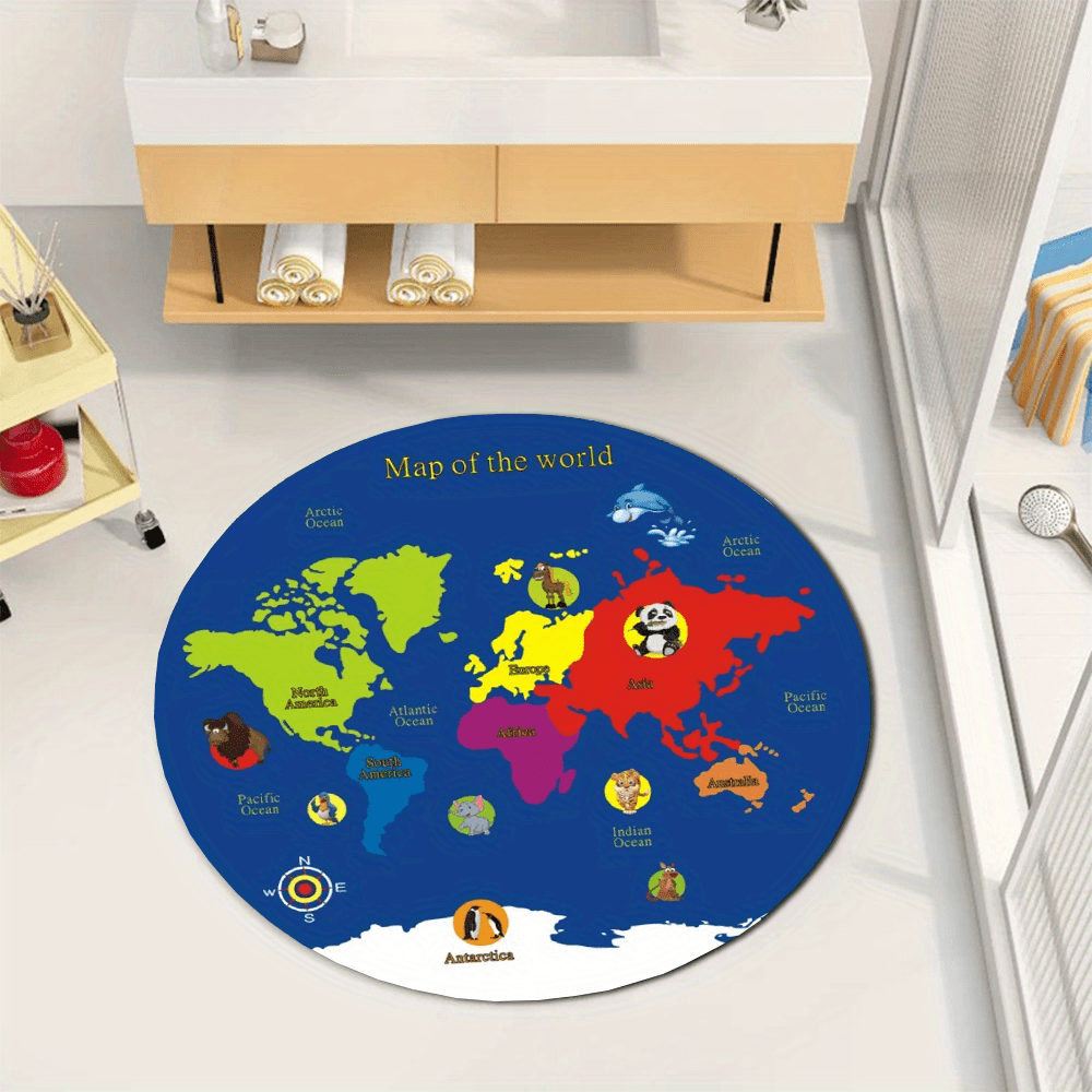 世界地図ラウンドラグフランネル教育用キッズルーム装飾プレイマ - Kids Education Room のレビューと価格