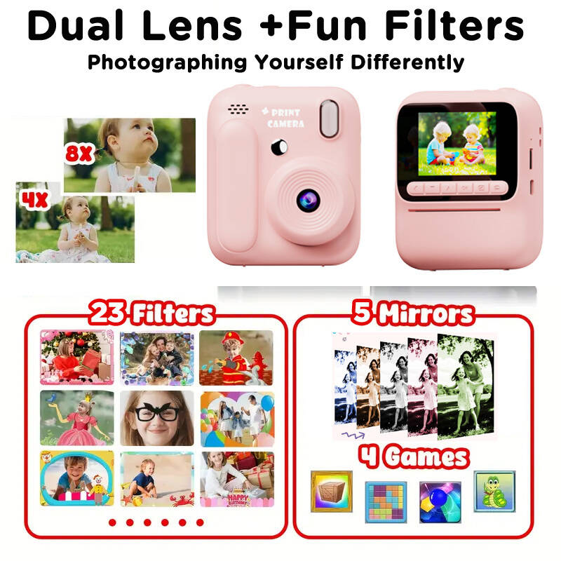 子供インスタントカラー印刷カメラ 1080P カラフルな写真 - Kids Educational Songs のレビューと価格