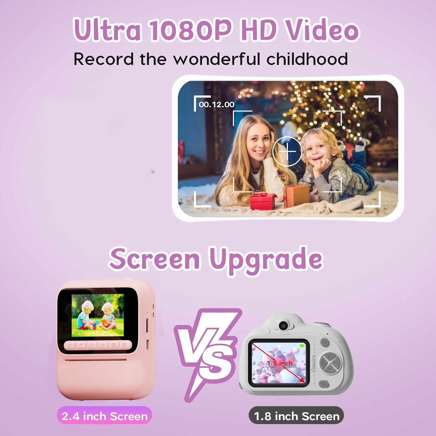 子供インスタントカラー印刷カメラ 1080P カラフルな写真 - Kids Educational Songs のレビューと価格