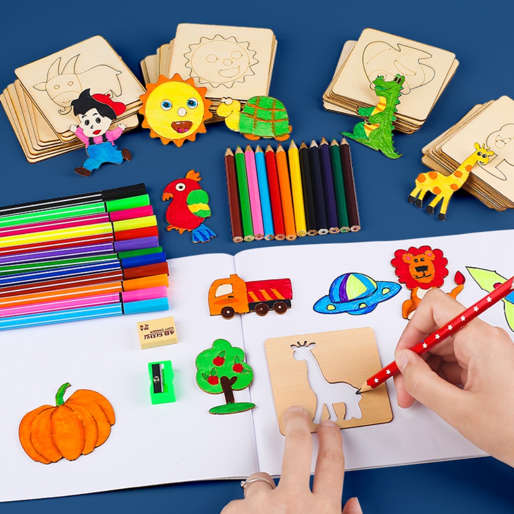 20 個子供の描画おもちゃ木製 DIY 絵画テンプレートステ - Kids Education Template のレビューと価格