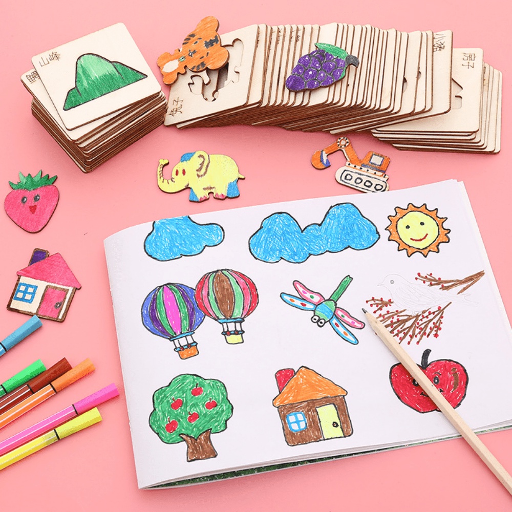 20 個子供の描画おもちゃ木製 DIY 絵画テンプレートステ - Kids Education Template のレビューと価格