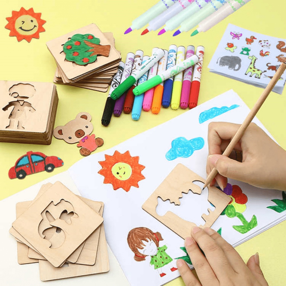 20 個子供の描画おもちゃ木製 DIY 絵画テンプレートステ - Kids Education Template のレビューと価格