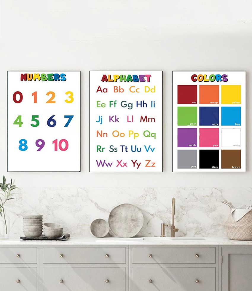 1枚のフレームレス子供用教育教室ポスター、アルファベット数字 - Kids Education Alphabet Numbers のレビューと価格