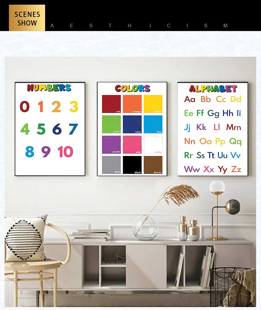 1枚のフレームレス子供用教育教室ポスター、アルファベット数字 - Kids Education Alphabet Numbers のレビューと価格