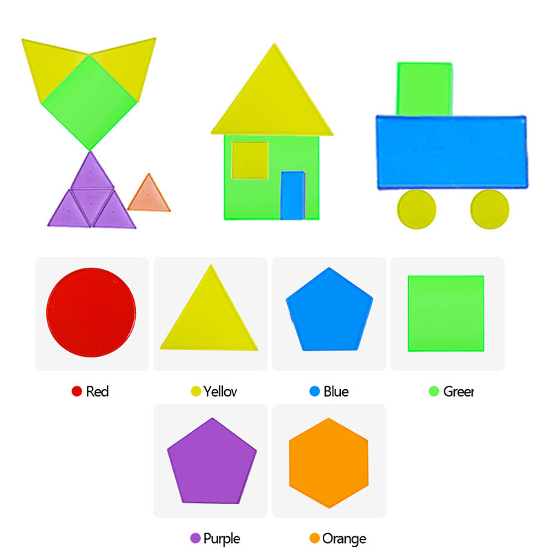 モンテッソーリ半透明幾何学パズル子供のおもちゃレインボーブロ - Kids Education Table のレビューと価格