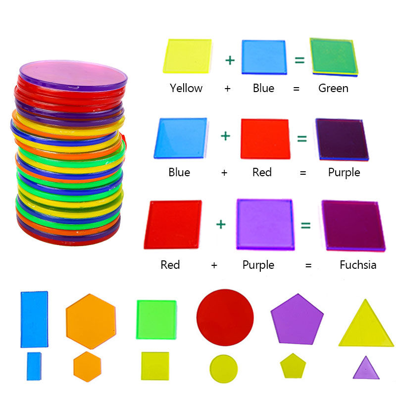 モンテッソーリ半透明幾何学パズル子供のおもちゃレインボーブロ - Kids Education Table のレビューと価格